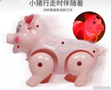 快手夏季夜市地摊电动音乐发光猪货源批发_发光玩具