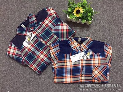 男童加厚格子衬衫，冬季棉袄，4-10岁男童装上衣 