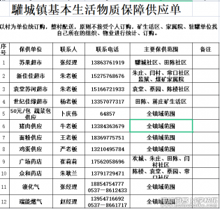 微山县欢城镇基本生活物质保障供应单