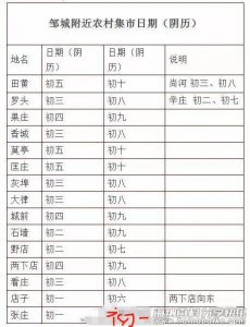 山东省胶州市 邹城市赶集时间表 