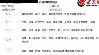 山东日照集场时间表 